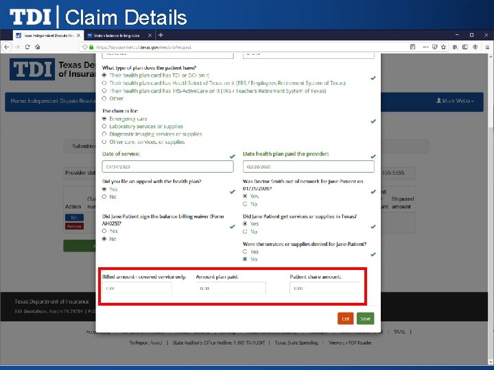Claim Details 