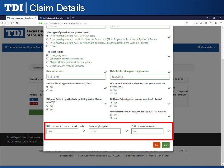 Claim Details 