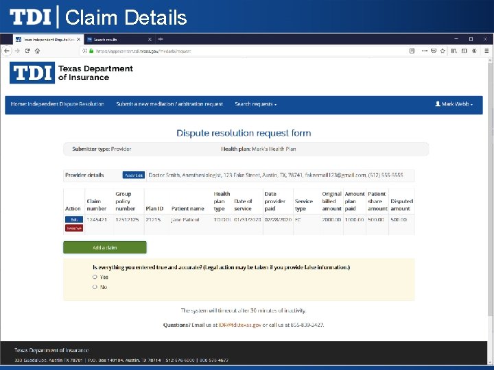 Claim Details 