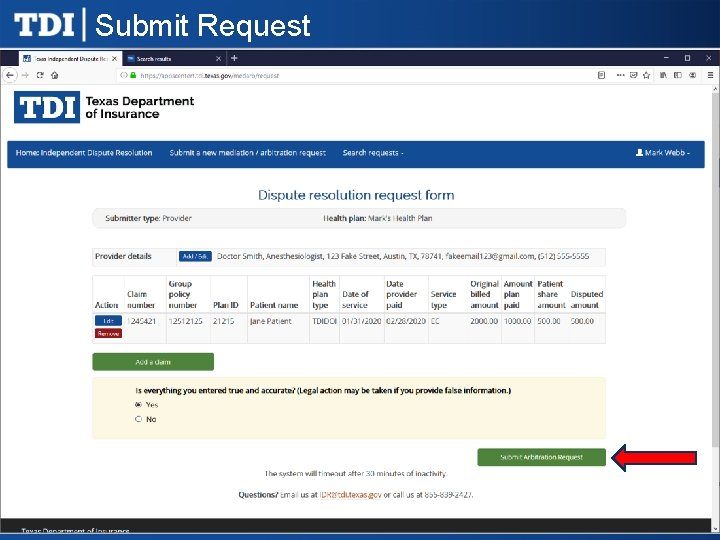 Submit Request 