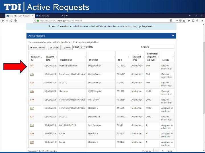 Active Requests 