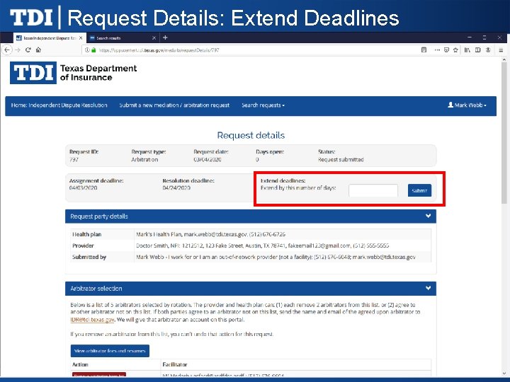 Request Details: Extend Deadlines 