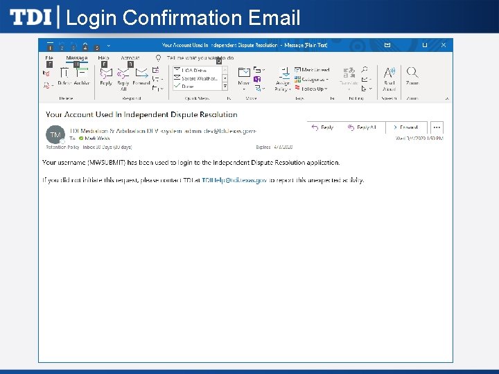Login Confirmation Email 