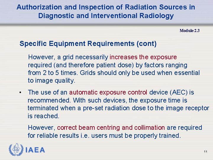 Authorization and Inspection of Radiation Sources in Diagnostic and Interventional Radiology Module 2. 3