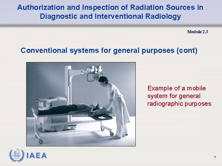 Authorization and Inspection of Radiation Sources in Diagnostic and Interventional Radiology Module 2. 3