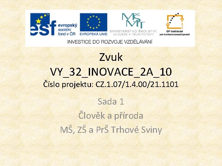 Zvuk VY_32_INOVACE_2 A_10 Číslo projektu: CZ. 1. 07/1. 4. 00/21. 1101 Sada 1 Člověk