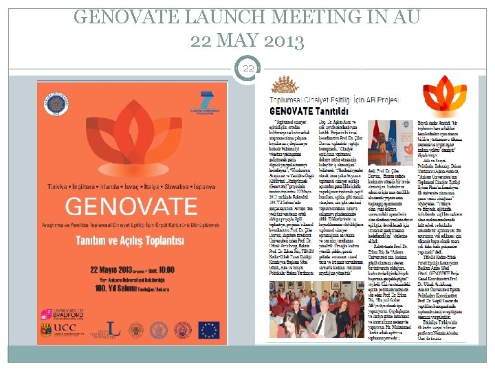 GENOVATE LAUNCH MEETING IN AU 22 MAY 2013 22 