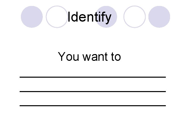 Identify You want to ______________________ 