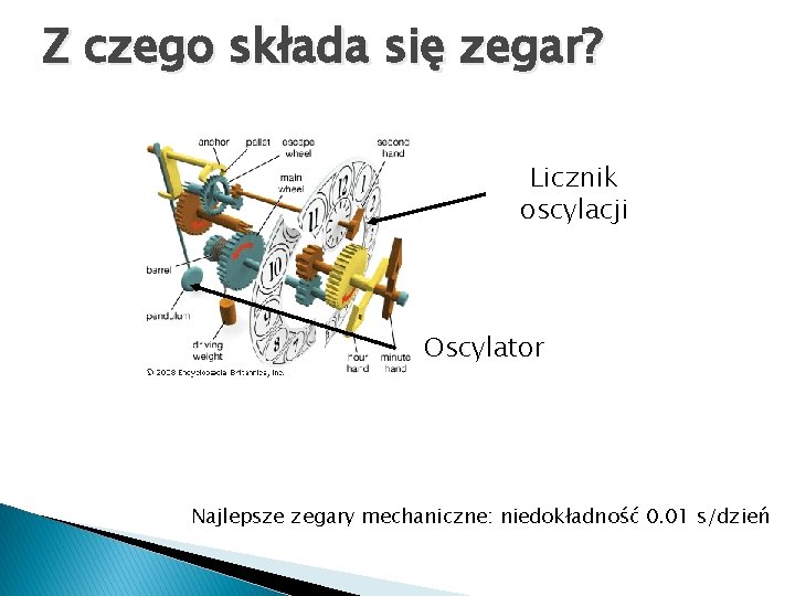 Z czego składa się zegar? Licznik oscylacji Oscylator Najlepsze zegary mechaniczne: niedokładność 0. 01