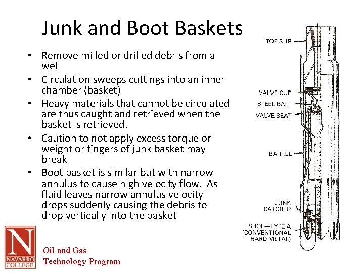 Junk and Boot Baskets • Remove milled or drilled debris from a well •