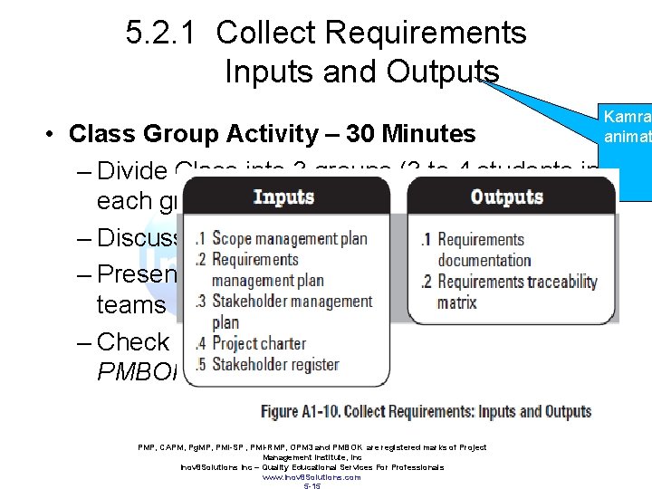 5. 2. 1 Collect Requirements Inputs and Outputs • Class Group Activity – 30