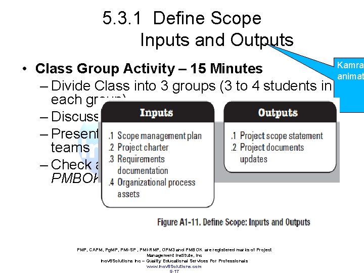 5. 3. 1 Define Scope Inputs and Outputs • Class Group Activity – 15