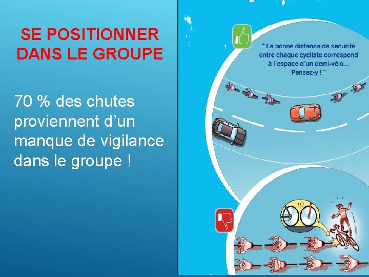 SE POSITIONNER DANS LE GROUPE 70 % des chutes proviennent d’un manque de vigilance