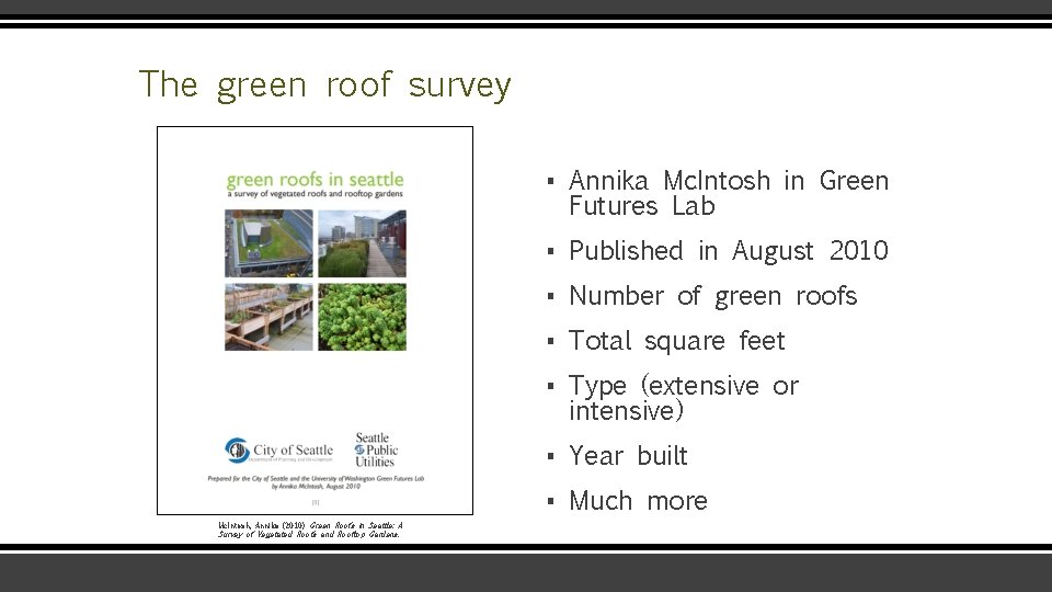 The green roof survey ▪ Annika Mc. Intosh in Green Futures Lab ▪ Published