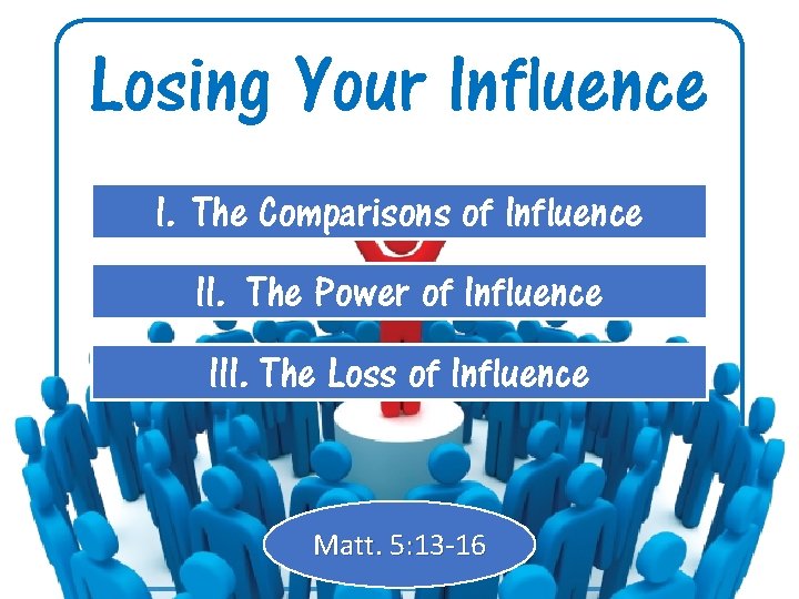 Losing Your Influence I. The Comparisons of Influence II. The Power of Influence III.