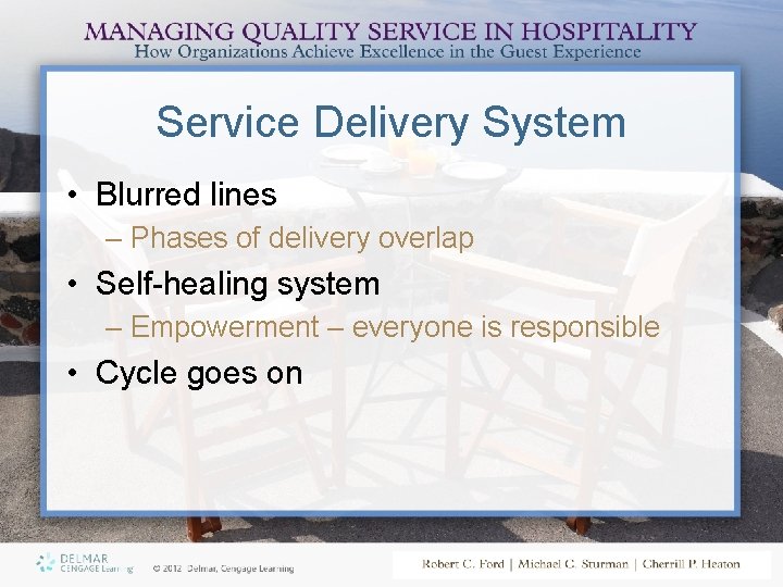 Service Delivery System • Blurred lines – Phases of delivery overlap • Self-healing system