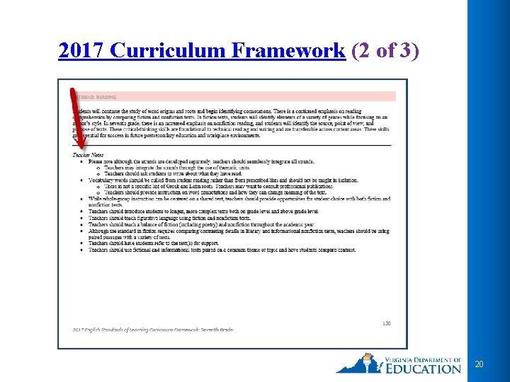 2017 Curriculum Framework (2 of 3) 20 