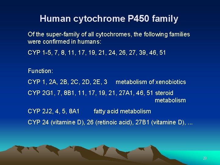 Human cytochrome P 450 family Of the super-family of all cytochromes, the following families