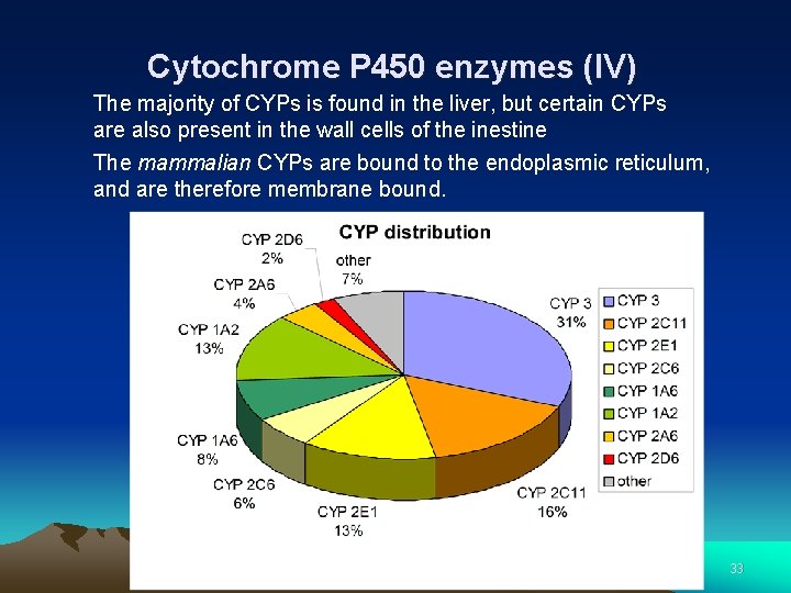 Cytochrome P 450 enzymes (IV) The majority of CYPs is found in the liver,