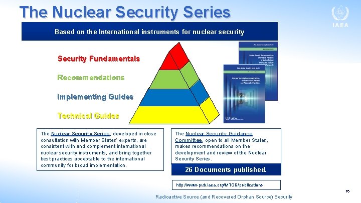 The Nuclear Security Series Based on the International instruments for nuclear security Security Fundamentals