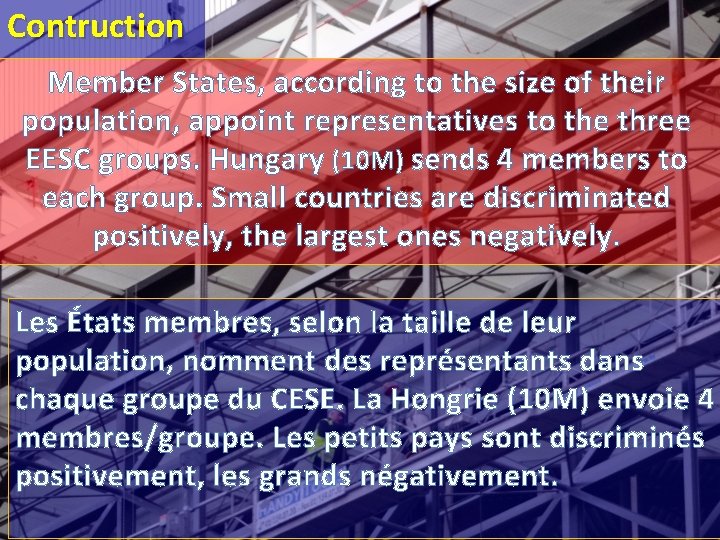 Contruction Member States, according to the size of their population, appoint representatives to the