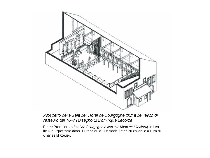 Prospetto della Sala dell’Hotel de Bourgogne prima dei lavori di restauro del 1647 (Disegno