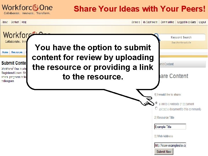 Share Your Ideas with Your Peers! You have the option to submit content for