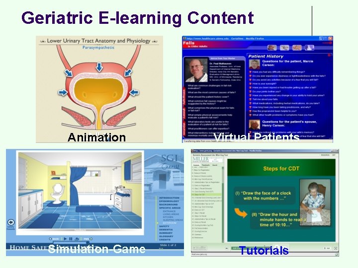 Geriatric E-learning Content Animation Virtual Patients Animations Simulation-Game Tutorials 