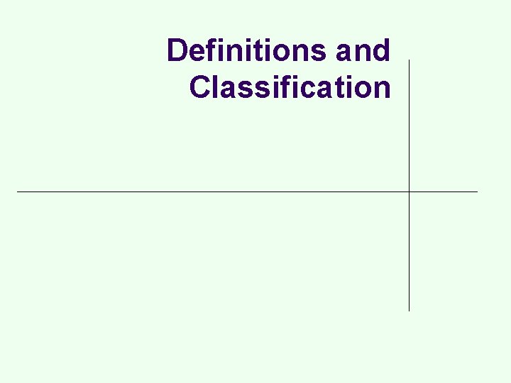 Definitions and Classification 