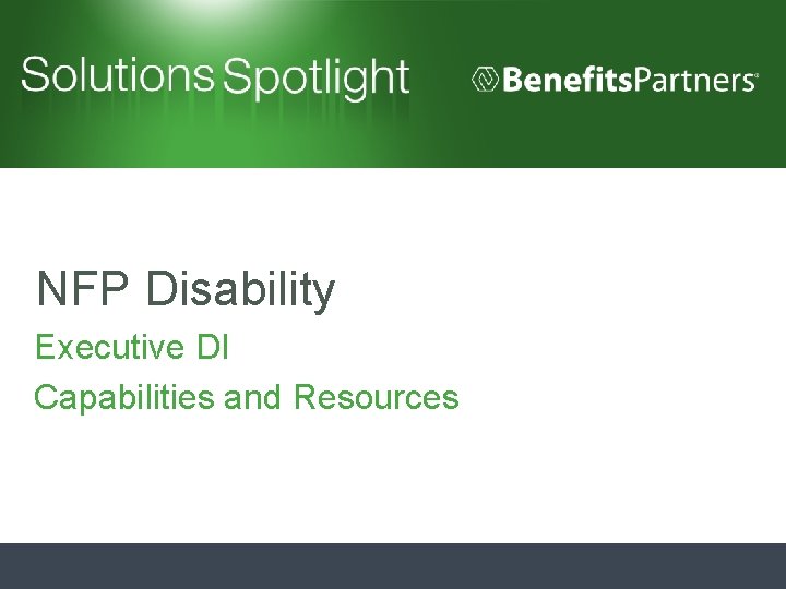 NFP Disability Executive DI Capabilities and Resources 