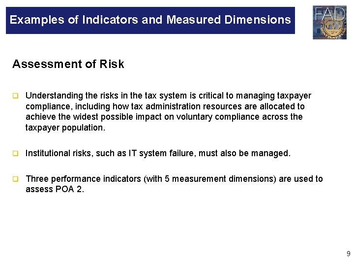 Example Tax Risk Assessment Tax Administration Diagnostic Assessment Tool David Kloeden Head