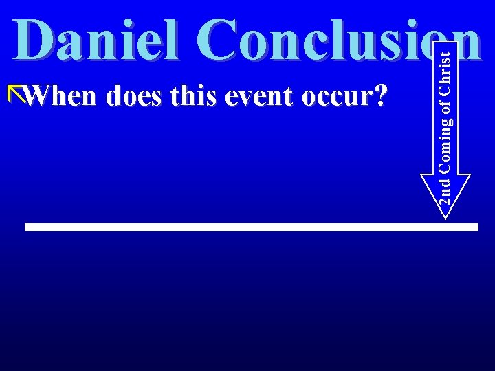 ãWhen does this event occur? 2 nd Coming of Christ Daniel Conclusion 