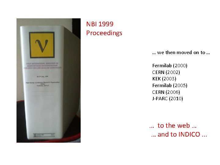 NBI 1999 Proceedings … we then moved on to … Fermilab (2000) CERN (2002)