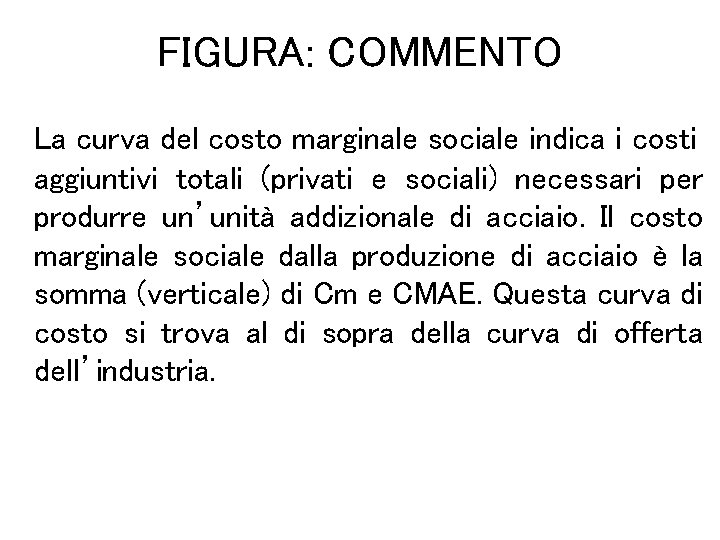 FIGURA: COMMENTO La curva del costo marginale sociale indica i costi aggiuntivi totali (privati