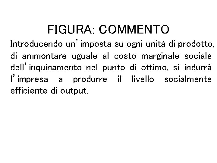 FIGURA: COMMENTO Introducendo un’imposta su ogni unità di prodotto, di ammontare uguale al costo