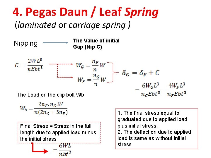 4. Pegas Daun / Leaf Spring (laminated or carriage spring ) Nipping The Value