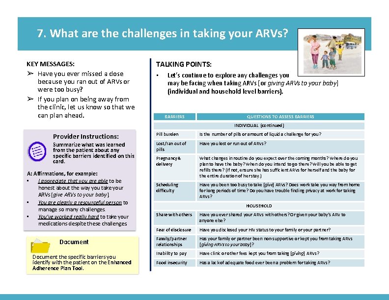 7. What are the challenges in taking your ARVs? KEY MESSAGES: ➢ Have you
