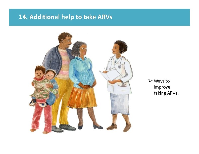 14. Additional help to take ARVs ➢ Ways to improve taking ARVs. 