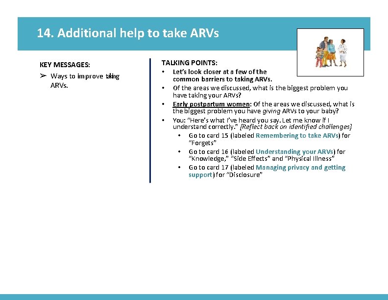 14. Additional help to take ARVs KEY MESSAGES: ➢ Ways to improve taking ARVs.