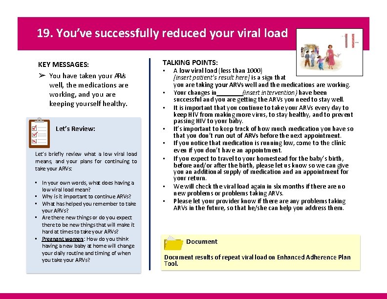 19. You’ve successfully reduced your viral load KEY MESSAGES: ➢ You have taken your