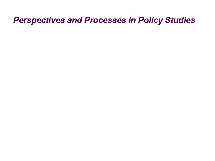 Perspectives and Processes in Policy Studies 