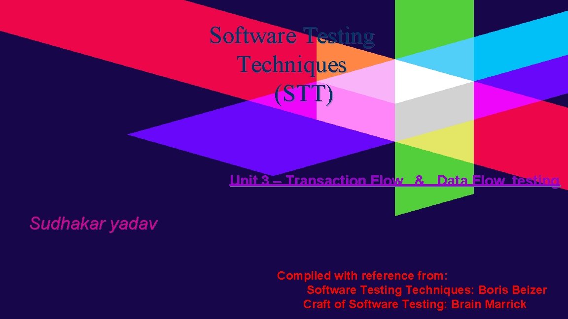 Software Testing Techniques (STT) Unit 3 – Transaction Flow & Data Flow testing Sudhakar