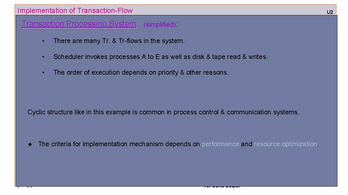 Implementation of Transaction-Flow U 2 Transaction Processing System (simplified): • There are many Tr.