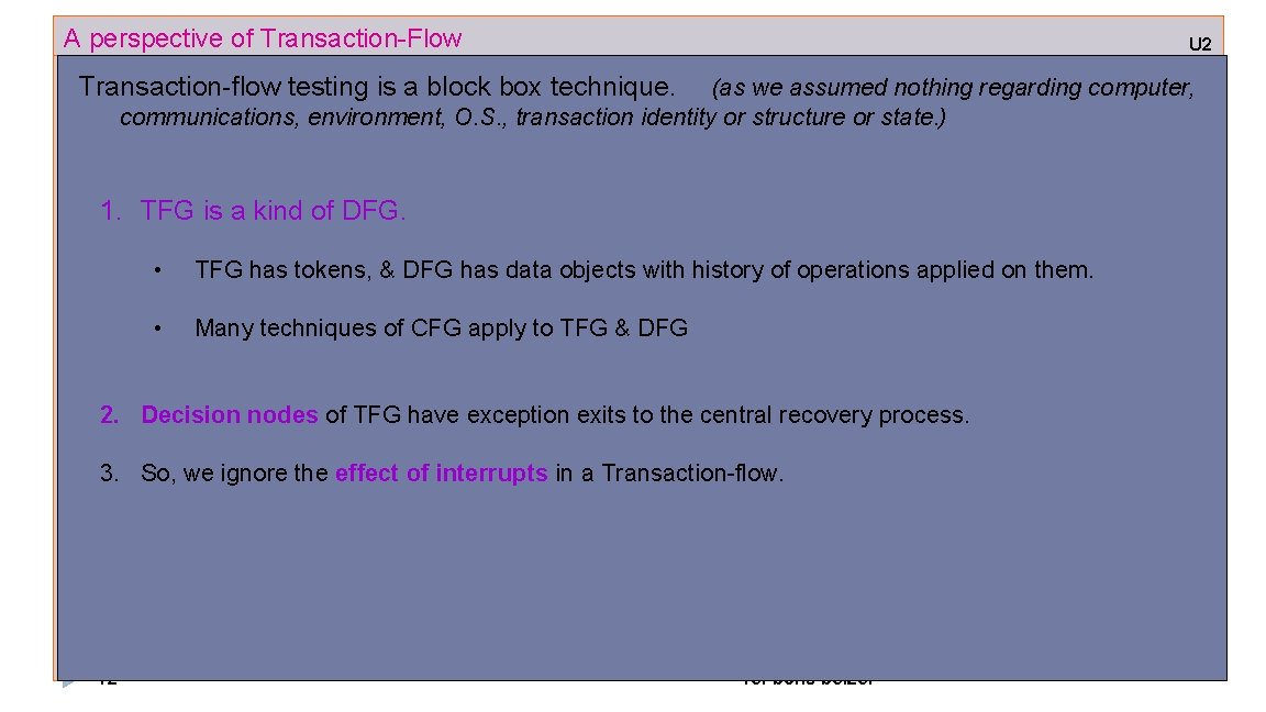 A perspective of Transaction-Flow U 2 Transaction-flow testing is a block box technique. (as