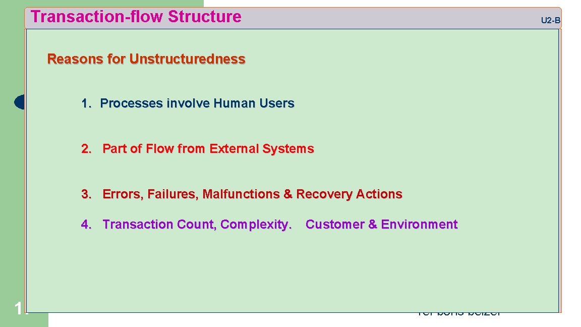 Transaction-flow Structure U 2 -B Reasons for Unstructuredness 1. Processes involve Human Users 2.