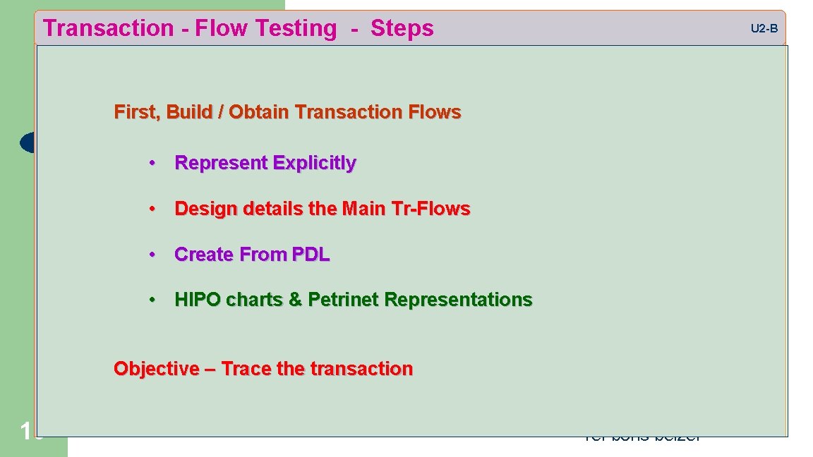 Transaction - Flow Testing - Steps U 2 -B First, Build / Obtain Transaction