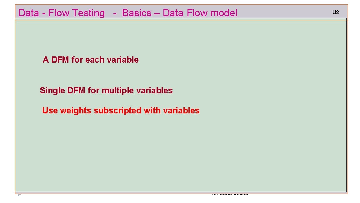 Data - Flow Testing - Basics – Data Flow model A DFM for each