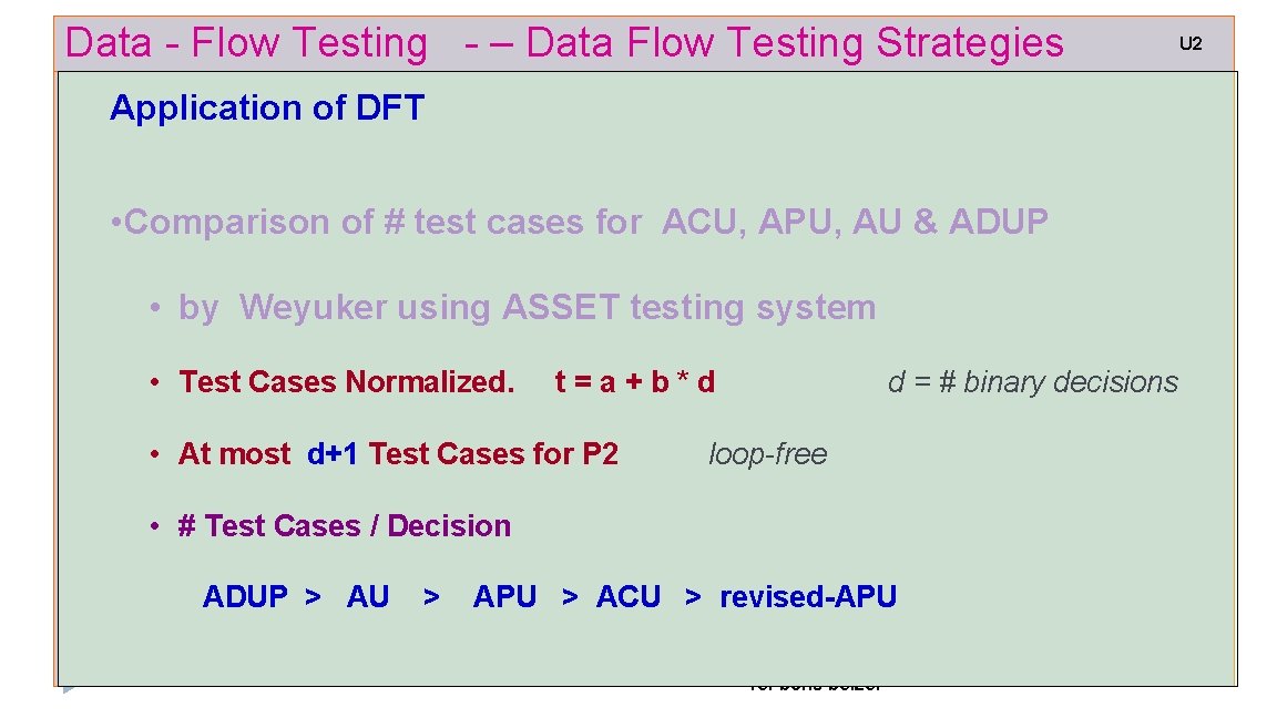 Data - Flow Testing - – Data Flow Testing Strategies Application of DFT •