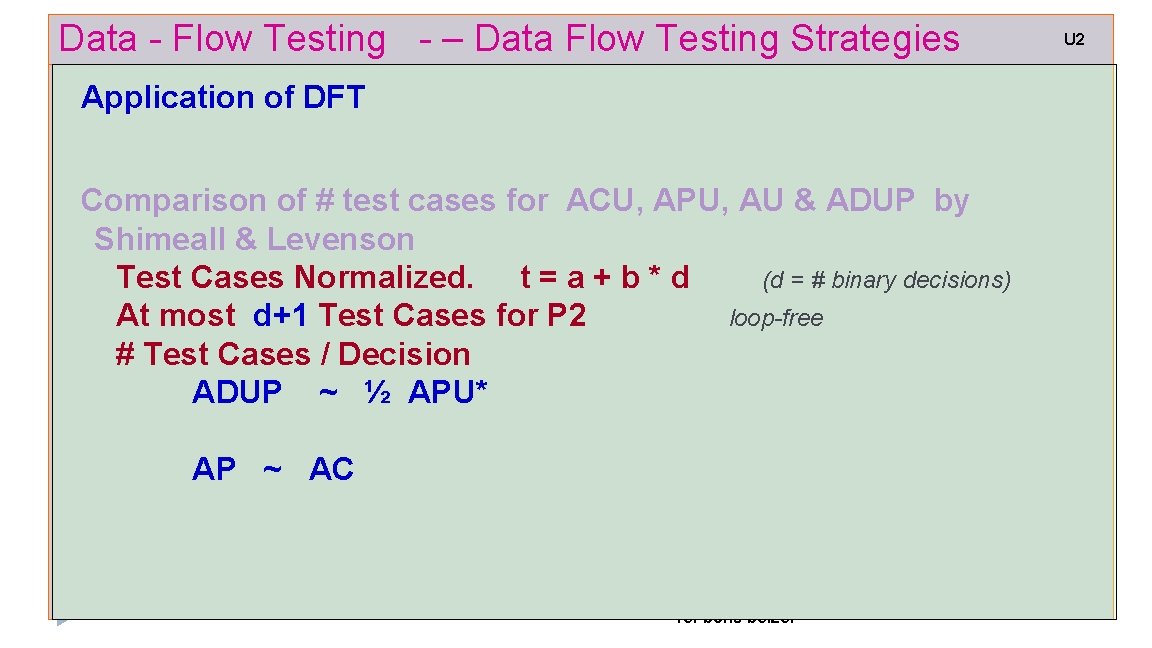 Data - Flow Testing - – Data Flow Testing Strategies Application of DFT Comparison