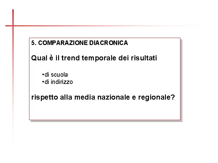 5. COMPARAZIONE DIACRONICA Qual è il trend temporale dei risultati • di scuola •